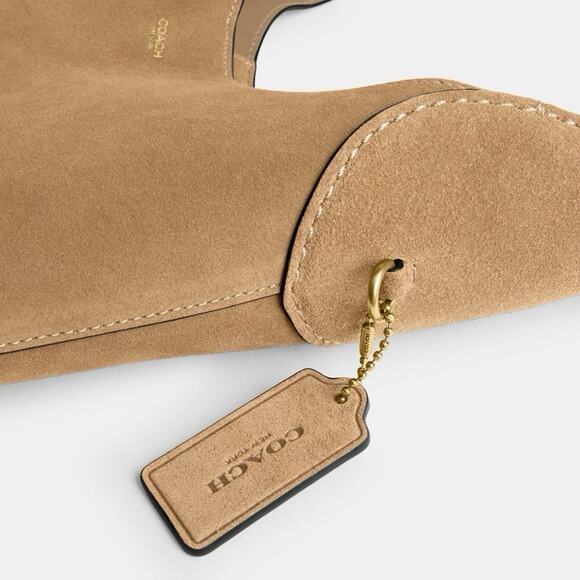 NWT COACH Brooklyn Shoulder Bag 28 Suede CW637 Sand Leather - Picture 10 of 13